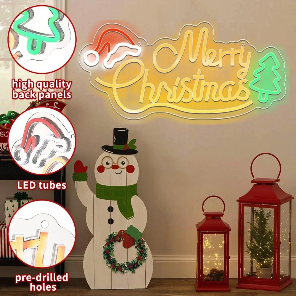 Neon Sign Light Battery USB Powered Warm White LED Base Christmas Decoration